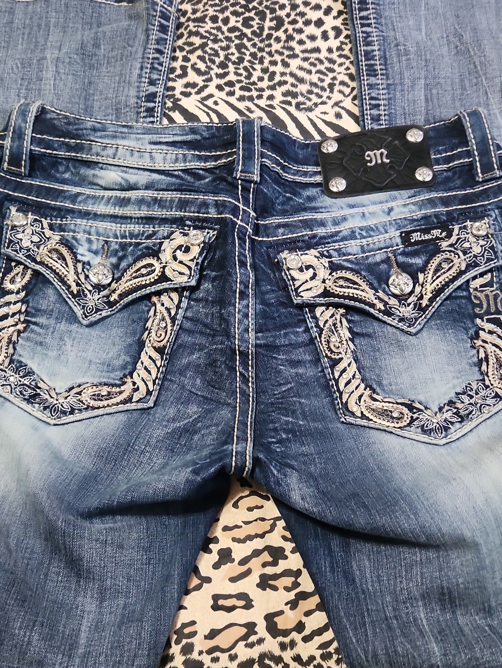 Miss Me Blue Embroidered Boot Cut Jeans ..Perfect Condition